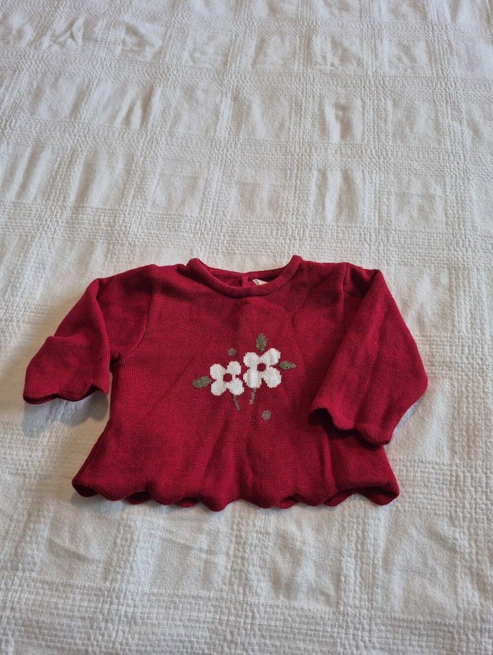 Mayoral girls 1-2 months red fine knit sweater back button closure EUC